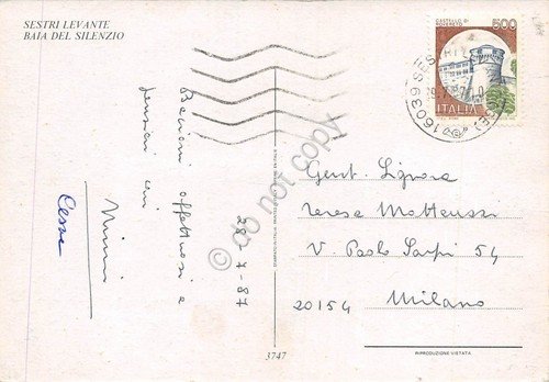 Cartolina Sestri Levante baia del Silenzio spiaggia animata barche 1987 … | Immagine Gallery 2