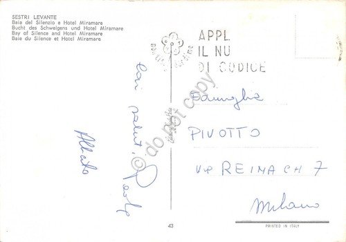 Cartolina Sestri Levante Hotel Miramare Baia del Silenzio