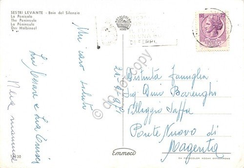 Cartolina Sestri Levante La Penisola baia del Silenzio 1971 (Genova)