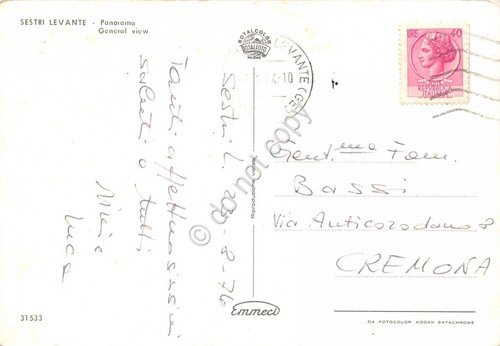 Cartolina Sestri Levante Panorama 1974 (Genova)