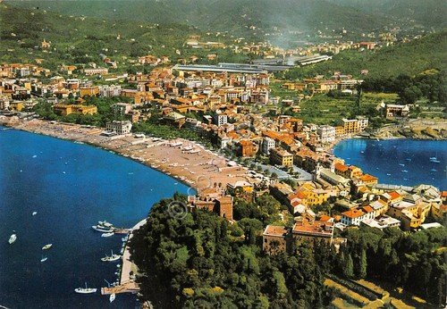 Cartolina Sestri Levante Panorama aereo con i due mari 1975 | Immagine principale