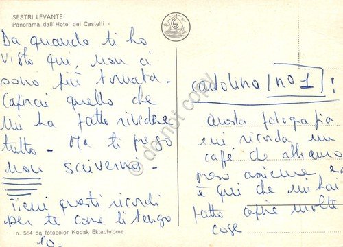 Cartolina Sestri Levante panorama da Hotel dei Castelli anni '60