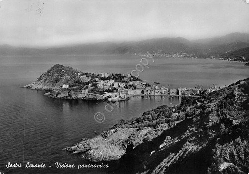 Cartolina Sestri Levante panorama dall'alto anni '50 (Genova)