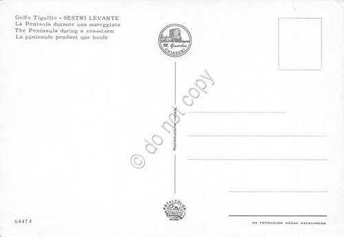 Cartolina Sestri Levante Penisola durante la mareggiata (Genova)