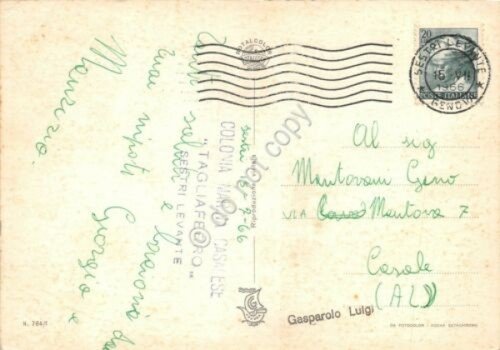 Cartolina Sestri Levante vedute aragosta 1966 Timbro Colonia Marina Tagliaferro | Immagine Gallery 2