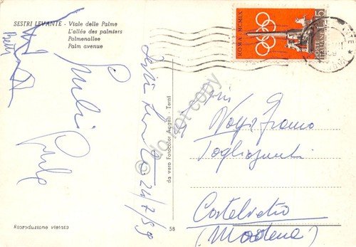 Cartolina Sestri Levante viale delle Palme 1959 auto d'epoca biciclette … | Immagine Gallery 2