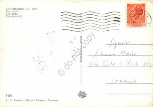 Cartolina Sestriere notturno 1955 (Torino)