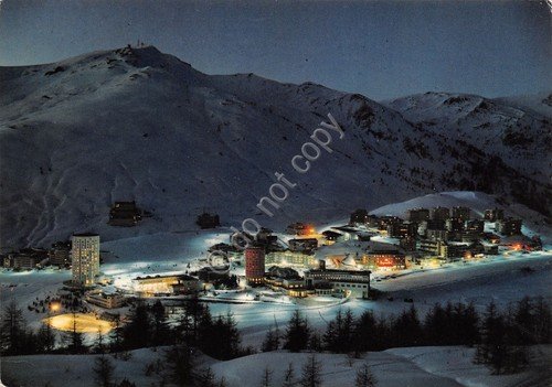 Cartolina Sestriere notturno da Alpette 1976 (Torino) | Immagine Gallery 1