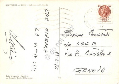 Cartolina Sestriere notturno da Alpette 1976 (Torino) | Immagine Gallery 2