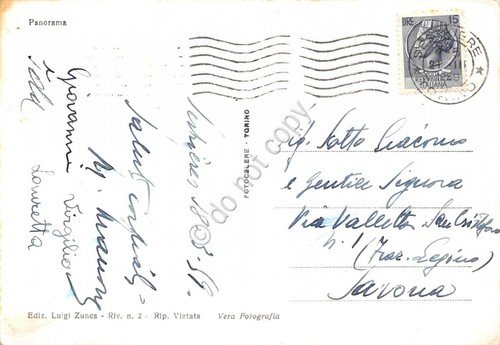 Cartolina Sestriere panorama 1959 (Torino)