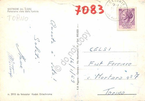 Cartolina Sestriere panorama da funivia 1969 | Immagine Gallery 2