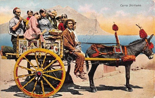 Cartolina Sicilia Carro Siciliano illustrata 1937 | Immagine principale