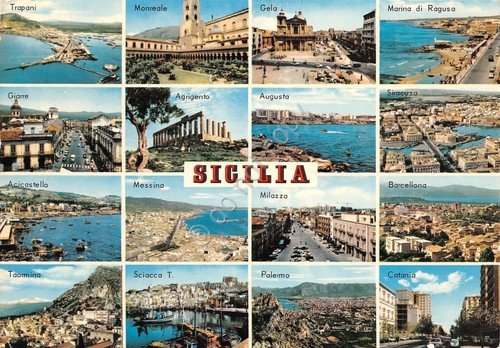 Cartolina Sicilia vedute timbro a targhetta pilota smistamento automatico 1971 | Immagine Gallery 2