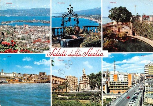 Cartolina Sicilia vedute varie Messina Gela Taormina Palermo Siracusa Ragusa …