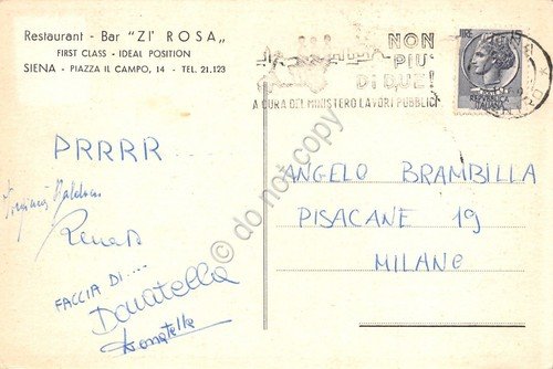 Cartolina Siena Bar Zì Rosa 1969 | Immagine Gallery 2