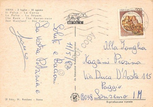 Cartolina Siena Il Palio La Corsa fantini a cavallo animata … | Immagine Gallery 2