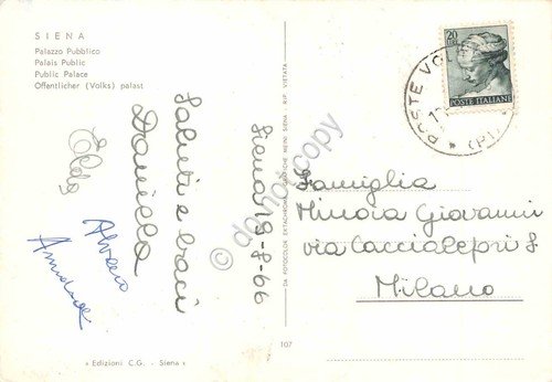 Cartolina Siena Palazzo Pubblico 1966 auto moto | Immagine Gallery 2