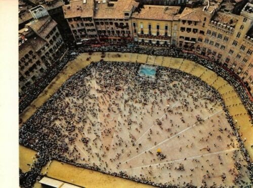 Cartolina Siena Palio nella piazza del Campo dall'alto | Immagine principale