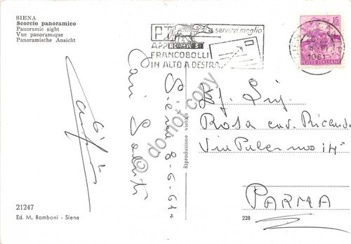 Cartolina Siena Panorama 1961