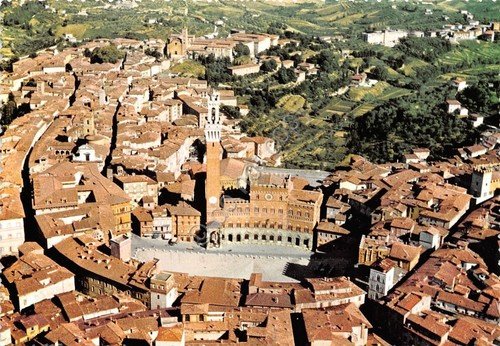 Cartolina Siena Panorama aereo Piazza il Campo