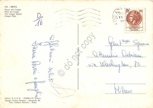 Cartolina Siena Piazza del Campo negozi bar 1976 | Immagine Gallery 2