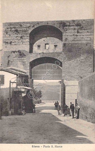 Cartolina Siena Porta San Marco animata anni '40 | Immagine principale