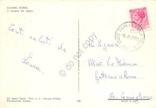 Cartolina Silvan D'Orba il castello 1974