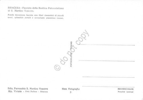 Cartolina Siracusa Basilica Paleocristiana S. Martino Facciata | Immagine Gallery 2