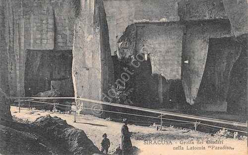Cartolina Siracusa Grotta dei Cordari nella Latomia Paradiso animata anni …