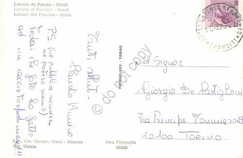 Cartolina Siracusa Latomia del paradiso particolare 1973 | Immagine Gallery 2