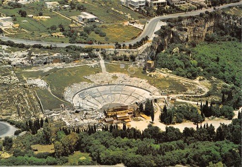 Cartolina Siracusa Teatro Greco vista aerea