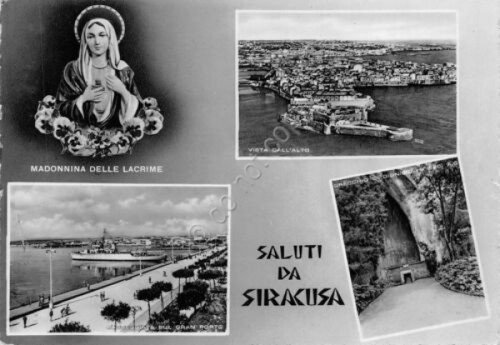 Cartolina Siracusa vedute varie Madonna delle Lacrime 1957 | Immagine principale