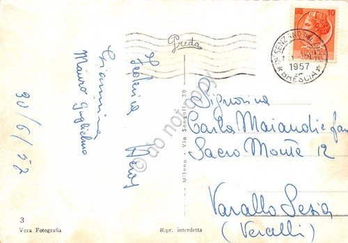 Cartolina Sirmione castello di sera 1957 colorata | Immagine Gallery 2