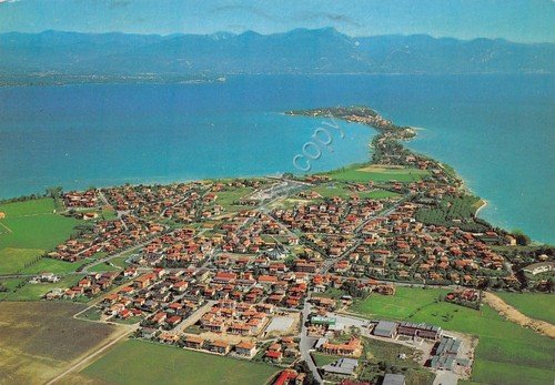 Cartolina Sirmione Colombare dall'aereo 1985 (Brescia)