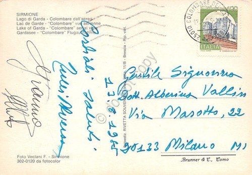 Cartolina Sirmione Colombare dall'aereo 1985 (Brescia)