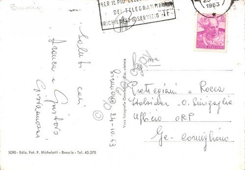 Cartolina Sirmione Hotel Villa Cortine 1963 timbro PT