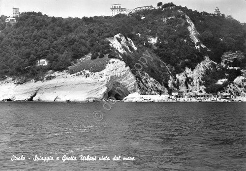 Cartolina Sirolo Spiaggia e Grotta Urbani dal mare anni '60