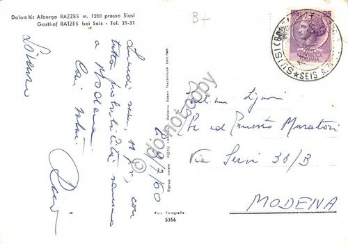 Cartolina Siusi Dolomiti Albergo Razzes 1960 (Bolzano) | Immagine Gallery 2