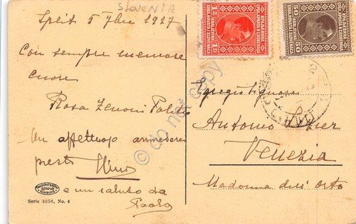 Cartolina Slovenia barche a vela 1917