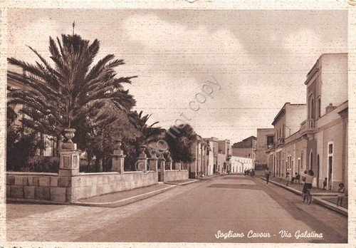 Cartolina Sogliano Cavour Via Galatina animata