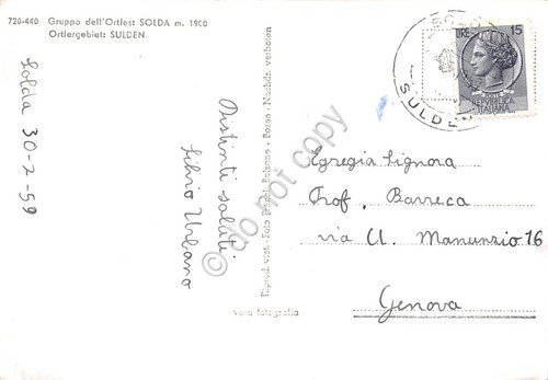 Cartolina Solda Gruppo dell'Ortles 1959 | Immagine Gallery 2