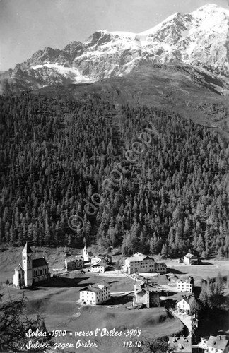 Cartolina Solda verso Ortles panorama case Ghedina 1958 | Immagine principale