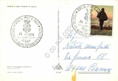 Cartolina soldati lettera a casa timbro filatelico 25° Resistenza Imola … | Immagine Gallery 2