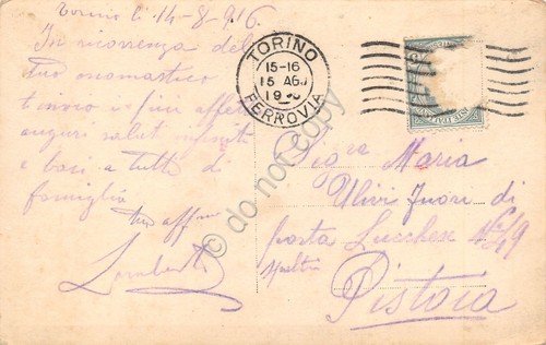 Cartolina Soldati su auto colorata spedita da Torino 1916