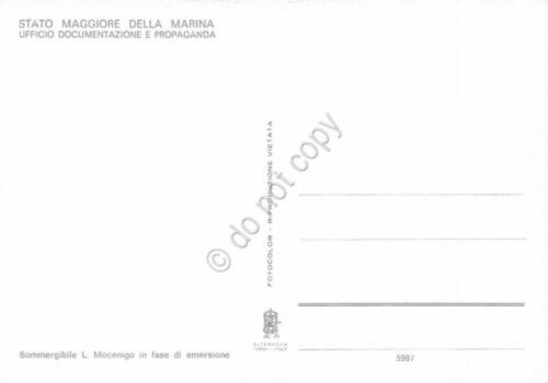 Cartolina Sommergibile Mocenigo in fase di emersione Stato Maggiore Marina