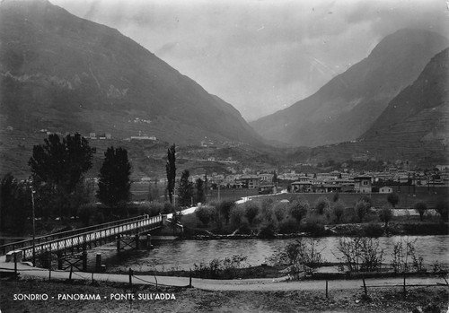 Cartolina Sondrio Panorama Ponte sull' Adda 1950