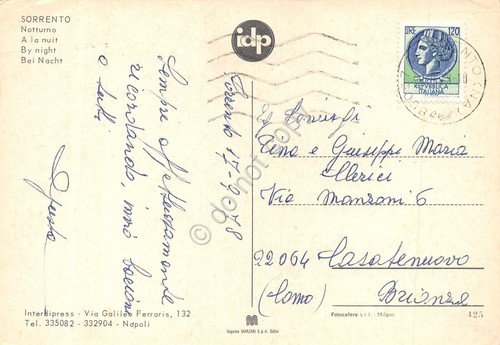 Cartolina Sorrento panorama notturno 1978 (Napoli) | Immagine Gallery 2