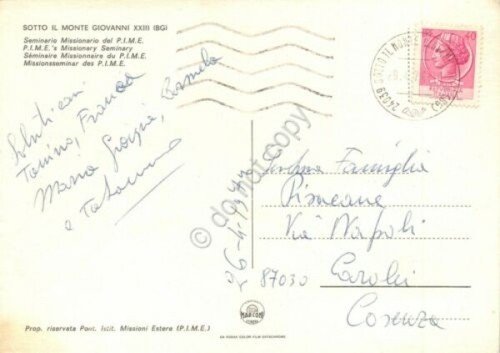Cartolina Sotto il Monte Giovanni XXIII Seminario PIME 1974