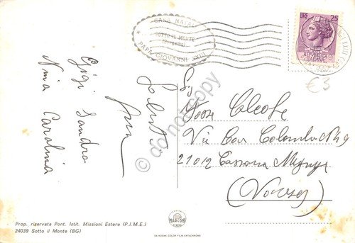 Cartolina Sotto il Monte Giovanni XXIII vedute seminario chiesa Ca …