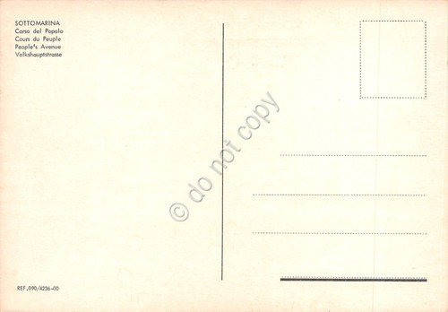 Cartolina Sottomarina Corso del Popolo bar negozi luminarie anni '80